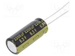 Capacitor: electrolytic; low impedance; THT; 2200uF; 6.3VDC; ±20%