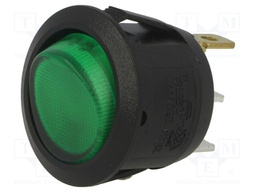 ROCKER; SPST; Pos: 2; OFF-ON; 6A/250VAC; green; neon lamp 230V