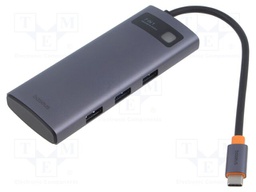 Hub USB; grey; Number of ports: 7; aluminium