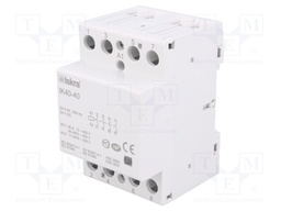 Contactor: 4-pole installation; NO x4; 24VAC; 24VDC; 40A; DIN; IK