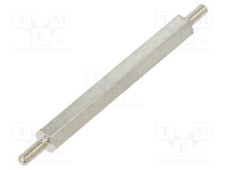 Screwed spacer sleeve; 50mm; Ext.thread: M3; hexagonal; brass