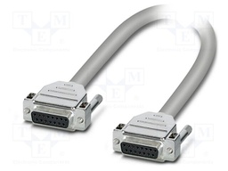 Cable; D-Sub 15pin socket,both sides; PVC; Len: 2m; grey; Core: Cu