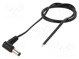 Cable; 2x0.5mm2; DC 5,5/2,5 plug; angled; black-gray,black; 0.5m