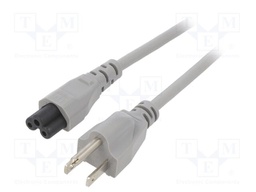 Cable; IEC C5 female,NEMA 5-15 (B) plug; PVC; 1.8m; grey; 3x18AWG