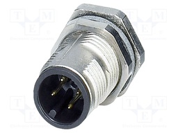 Connector: M12; socket; PIN: 4; male; 250V; straight; THT; A code