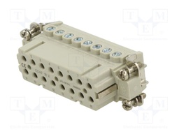 Connector: HDC; contact insert; female; CDA; PIN: 16; 16+PE; 16A