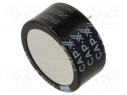 Supercapacitor; connectors; 1F; 5.5VDC; -20÷80%; Ø20.5x9.8mm; 15uA