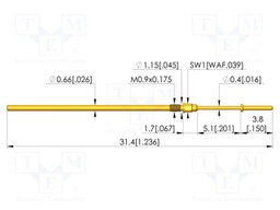 Test needle; Spring compression: 4mm; 5mm; 3A; CuBe; gold-plated
