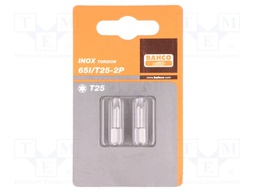 Screwdriver bit; Torx®; TX25; Overall len: 25mm; 2pcs; Torsion