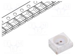 LED; SMD; 3528,PLCC2; red; 68÷100mcd; 3.5x2.8x1.7mm; 120°; 12V