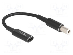 Cable; USB C socket,DC 7,4/5,0 plug; straight; black; 0.15m; 60W