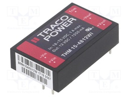 Converter: DC/DC; 15W; Uin: 18÷75V; 12VDC; Iout: 1250mA; 1,6"x1"
