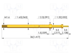 Test needle; Spring compression: 4mm; 5mm; 5A; CuBe; gold-plated