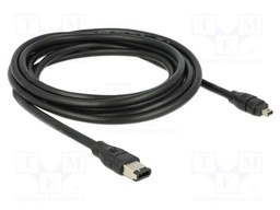 Cable; FireWire 4pin plug,FireWire 6pin plug; 3m; black; 28AWG