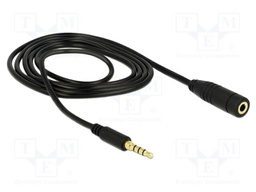 Cable; Jack 3.5mm 3pin socket,Jack 3,5mm 4pin plug; 1m; black