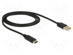 Cable; USB 2.0; USB A plug,USB C plug; 1m; black; 24AWG,30AWG