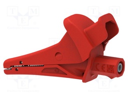 Crocodile clip; 20A; red; Grip capac: max.25mm; Socket size: 4mm