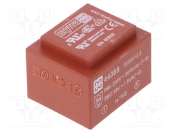 Transformer: encapsulated; 1.5VA; 230VAC; 15V; 100mA; Mounting: PCB