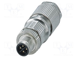 Connector: M12; plug; PIN: 4; 690V; straight; IP65; crimped; S; 12A