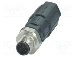 Connector: M12; plug; PIN: 8; 30V; straight; IP65; IDC; Contacts: CuSn
