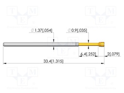 Test needle; Spring compression: 4.3mm; 6.35mm; 16A; CuBe; Ø: 1.5mm