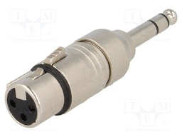 Adapter; Jack 6.35mm plug,XLR female; stereo; PIN: 3