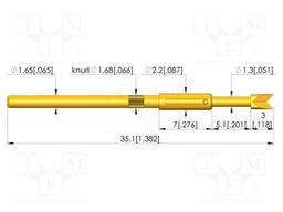 Test needle; Spring compression: 4mm; 5mm; 5A; steel; gold-plated