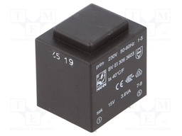 Transformer: encapsulated; 3.6VA; 230VAC; 15V; 240mA; Mounting: PCB