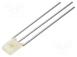 LED; white cold,red; rectangular; 2x4x5mm; bicolour; 500mcd; 100°