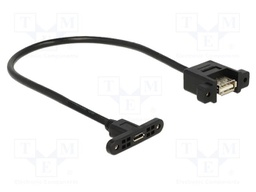 Cable; USB 2.0; USB A socket,USB B micro socket; 0.25m; black