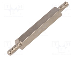 Screwed spacer sleeve; 30mm; Ext.thread: M3; hexagonal; brass