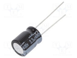 Capacitor: electrolytic; THT; 3.3uF; 400VDC; Ø10x12.5mm; Pitch: 5mm