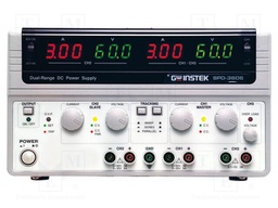 Power supply: laboratory; Channels: 3; 0÷30VDC; 0÷6A; 0÷60VDC; 0÷3A