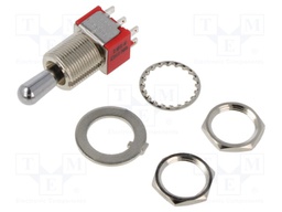 Switch: toggle; Pos: 3; DPDT; ON-OFF-(ON); 2A/250VAC; 5A/28VDC