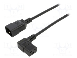 Cable; 3x1.5mm2; IEC C19 female angled,IEC C20 male; PVC; 1m