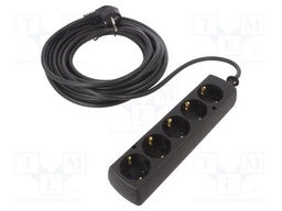 Extension lead; 3x1.5mm2; Schuko; Sockets: 5; PVC; black; Len: 10m
