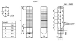 Signaller: signalling column; siren,continuous light; LED; IP54
