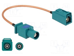 Cable; 200mm; Fakra Z male,Fakra Z female; transparent; 50Ω