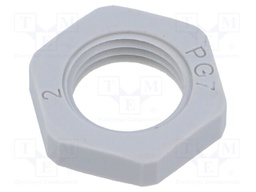 Nut; PG7; polyamide 6; 19mm; light grey; -40÷100°C; Thread: PG