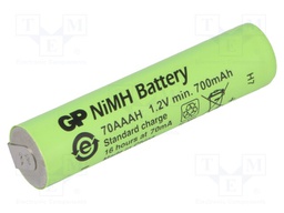 Re-battery: Ni-MH; AAA,R3; 1.2V; 700mAh; Leads: soldering lugs