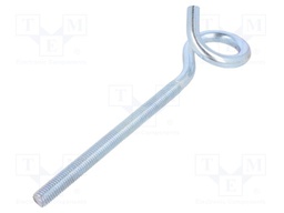 Hook; ring; steel; zinc; Thread len: 145mm; Overall len: 225mm