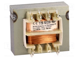 Transformer: mains; 6VA; 230VAC; 25V; 0.2A; Leads: solder lugs; IP00