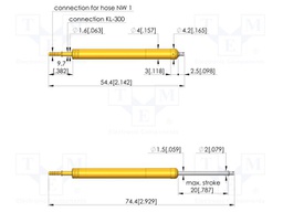 Test needle; Spring compression: 12mm; 20mm; 2A; steel; Ø: 1.3mm
