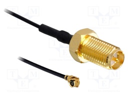 Cable; 50mm; IPEX MHF 1,RP-SMA female; grey; Øcable: 1.13mm; 50Ω