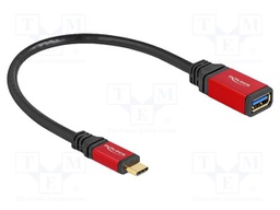 Cable; USB A socket,USB C plug; gold-plated; 0.15m; black; metal