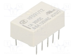 Relay: electromagnetic; DPDT; Ucoil: 12VDC; 0.5A/125VAC; 1A/30VDC