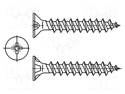 Screw; SPAX; for chipboard; 3x20; Head: countersunk; Pozidriv; zinc