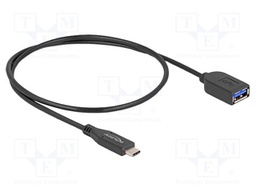 Cable; USB A socket,USB C plug; 0.5m; black; 26AWG,32AWG; 10Gbps