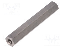Screwed spacer sleeve; Int.thread: M6; 65mm; hexagonal