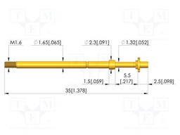Test needle; Spring compression: 4mm; 5mm; 8A; CuBe; gold-plated